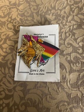 Handcrafted Multicolored Mardi Gras Graffiti Pin Gore's Made in the Ghetto Art